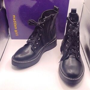 Madden Girl Women's Krist Combat Style Lace-up Boots